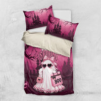 Coquette Ghost Pink Halloween Bedding Set Spooky Glam Coquette Style