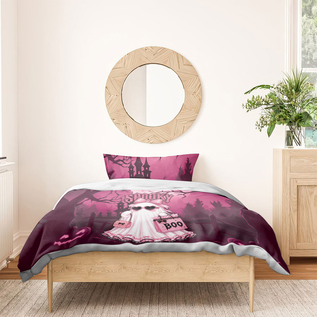 Coquette Ghost Pink Halloween Bedding Set Spooky Glam Coquette Style