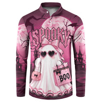 Coquette Ghost Pink Halloween Button Sweatshirt Spooky Glam Coquette Style