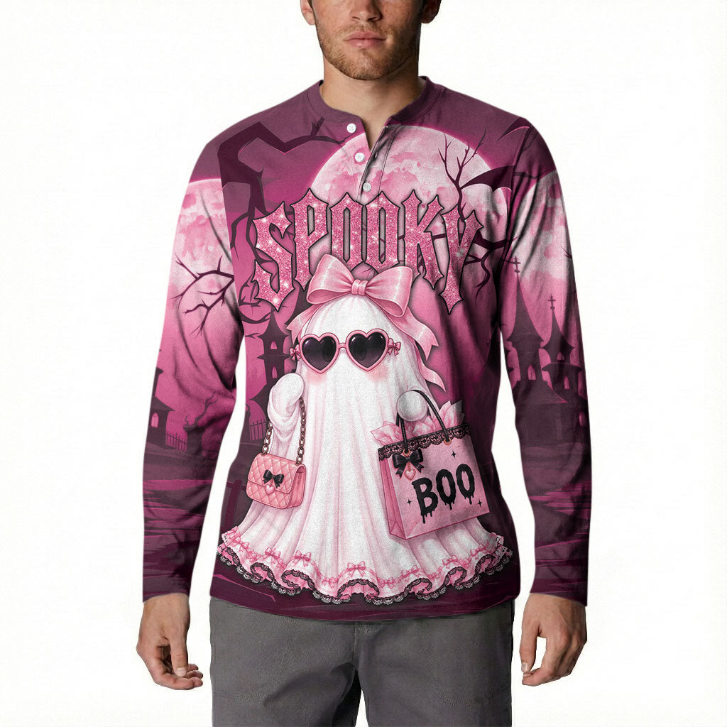 Coquette Ghost Pink Halloween Button Sweatshirt Spooky Glam Coquette Style