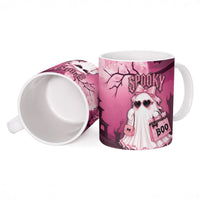 Coquette Ghost Pink Halloween Ceramic Mug Spooky Glam Coquette Style