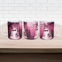 Coquette Ghost Pink Halloween Ceramic Mug Spooky Glam Coquette Style