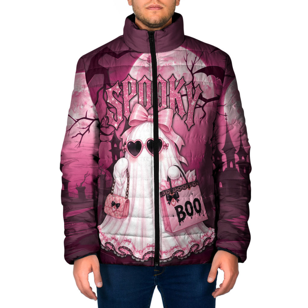 Coquette Ghost Pink Halloween Padded Jacket Spooky Glam Coquette Style