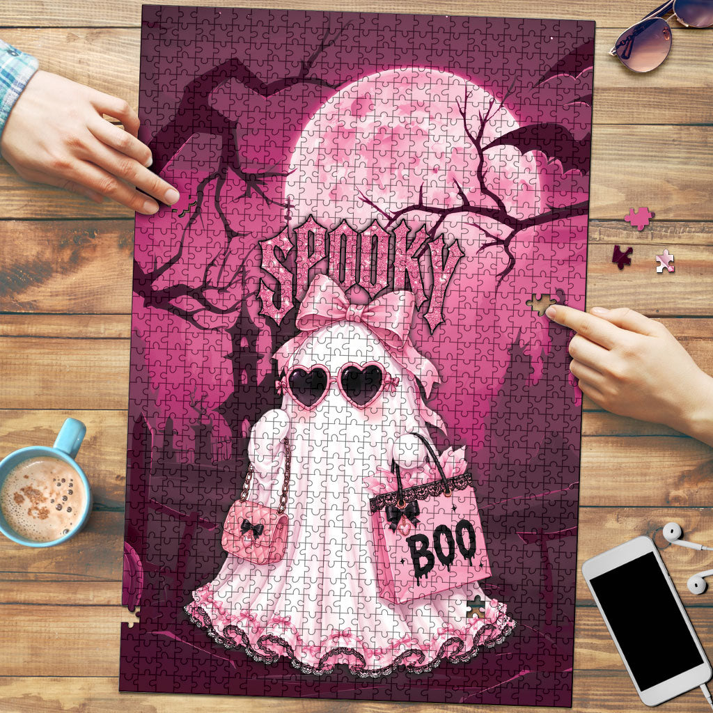Coquette Ghost Pink Halloween Puzzle Spooky Glam Coquette Style