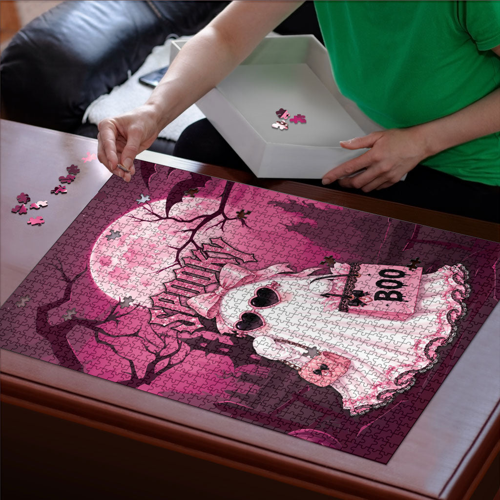 Coquette Ghost Pink Halloween Puzzle Spooky Glam Coquette Style