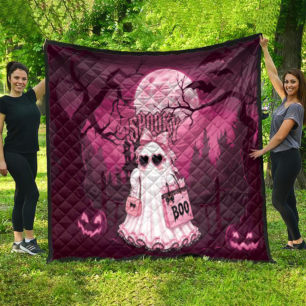 Coquette Ghost Pink Halloween Quilt Spooky Glam Coquette Style