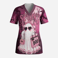 Coquette Ghost Pink Halloween Scrub Top Spooky Glam Coquette Style