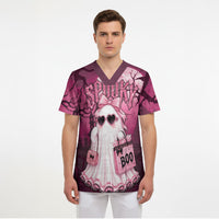 Coquette Ghost Pink Halloween Scrub Top Spooky Glam Coquette Style
