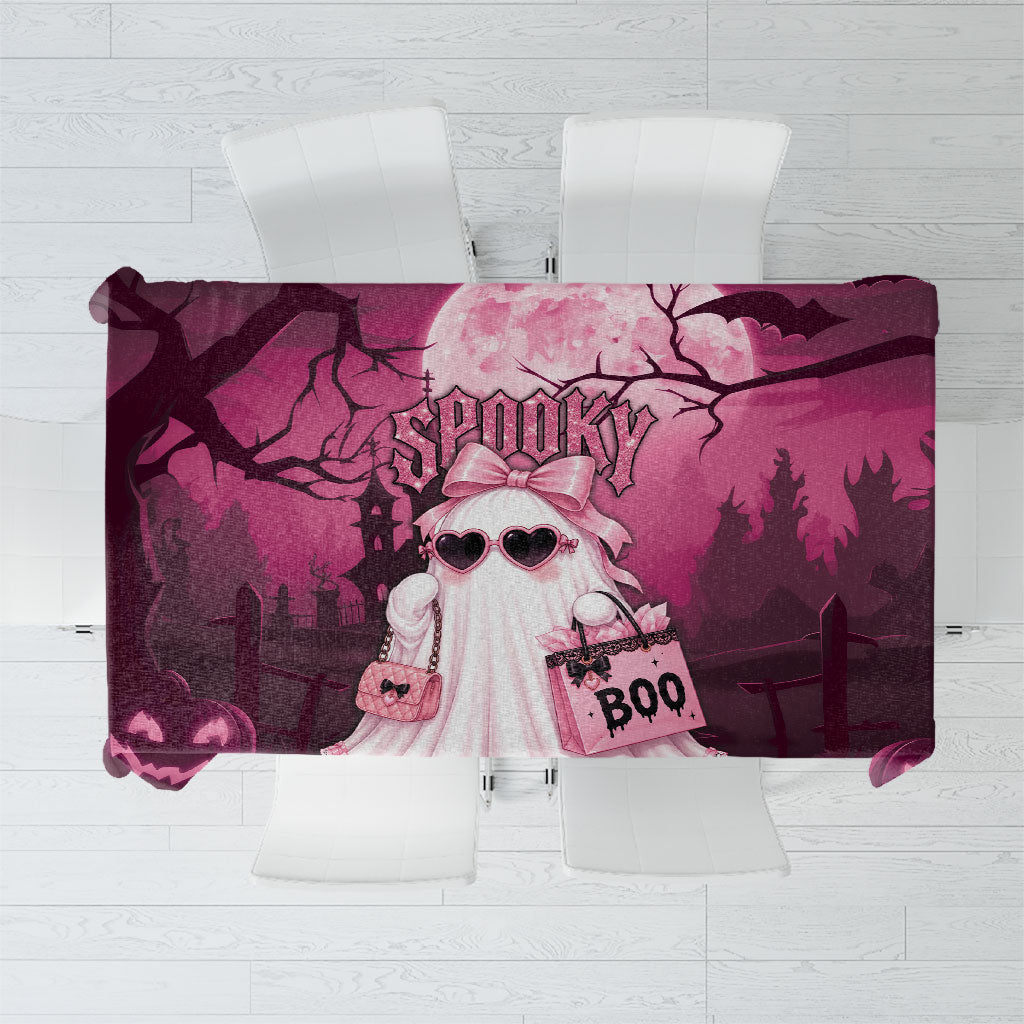 Coquette Ghost Pink Halloween Tablecloth Spooky Glam Coquette Style