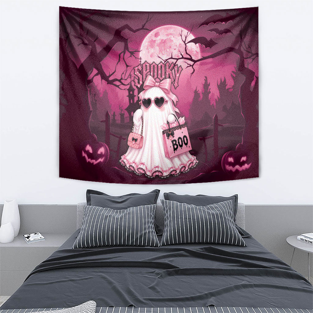 Coquette Ghost Pink Halloween Tapestry Spooky Glam Coquette Style