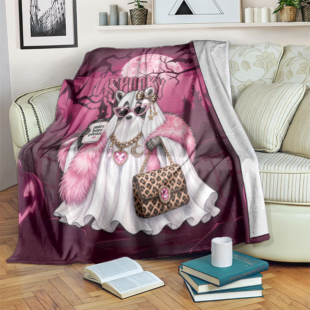 Leopard Raccoon Pink Halloween Blanket Spooky Glam Raccoon Ghost