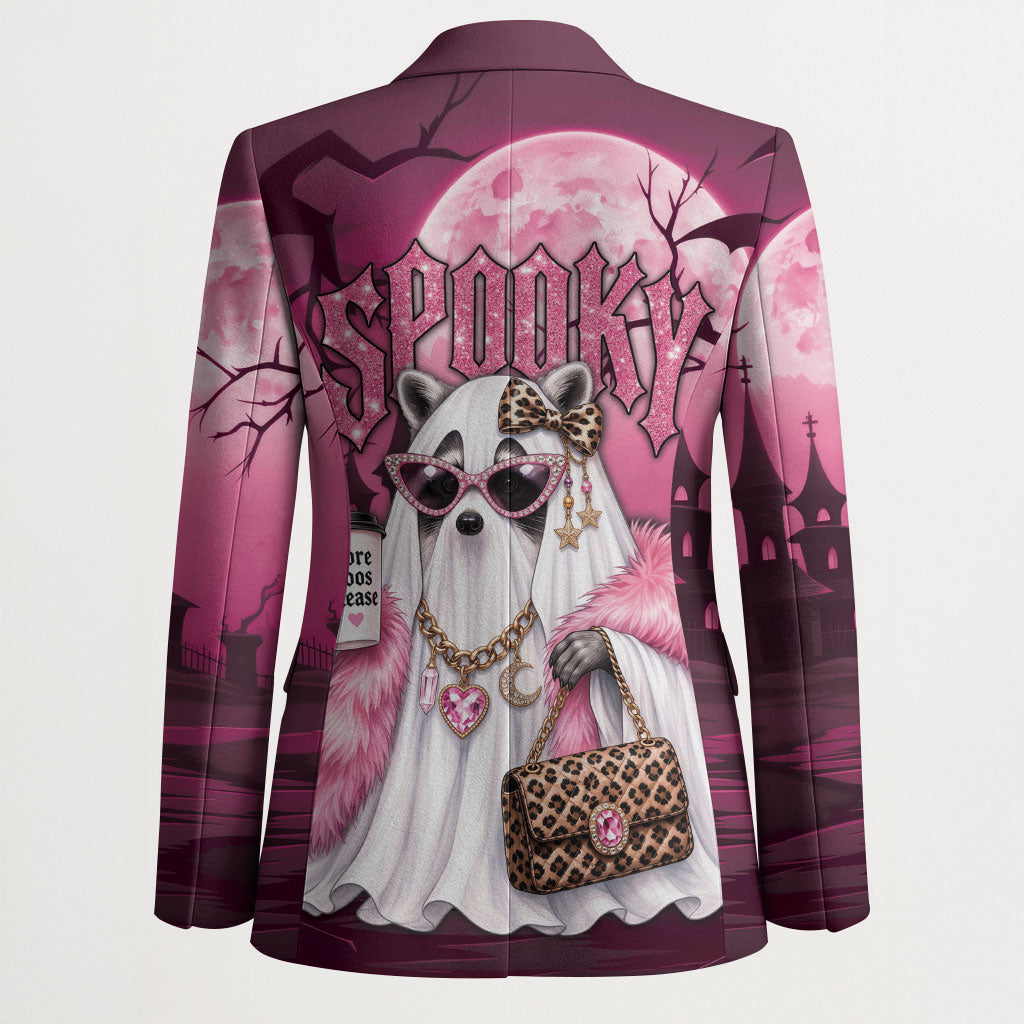 Leopard Raccoon Pink Halloween Blazer Spooky Glam Raccoon Ghost