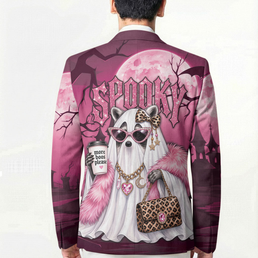 Leopard Raccoon Pink Halloween Blazer Spooky Glam Raccoon Ghost