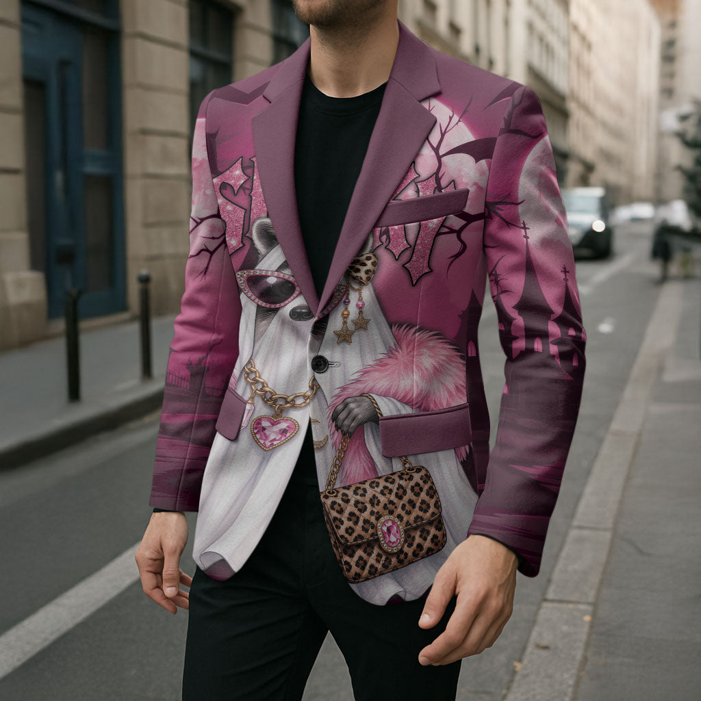 Leopard Raccoon Pink Halloween Blazer Spooky Glam Raccoon Ghost