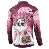 Leopard Raccoon Pink Halloween Button Sweatshirt Spooky Glam Raccoon Ghost