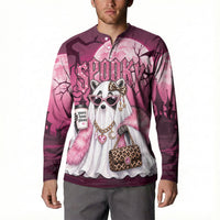 Leopard Raccoon Pink Halloween Button Sweatshirt Spooky Glam Raccoon Ghost
