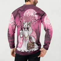 Leopard Raccoon Pink Halloween Button Sweatshirt Spooky Glam Raccoon Ghost