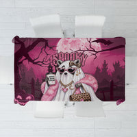 Leopard Raccoon Pink Halloween Tablecloth Spooky Glam Raccoon Ghost