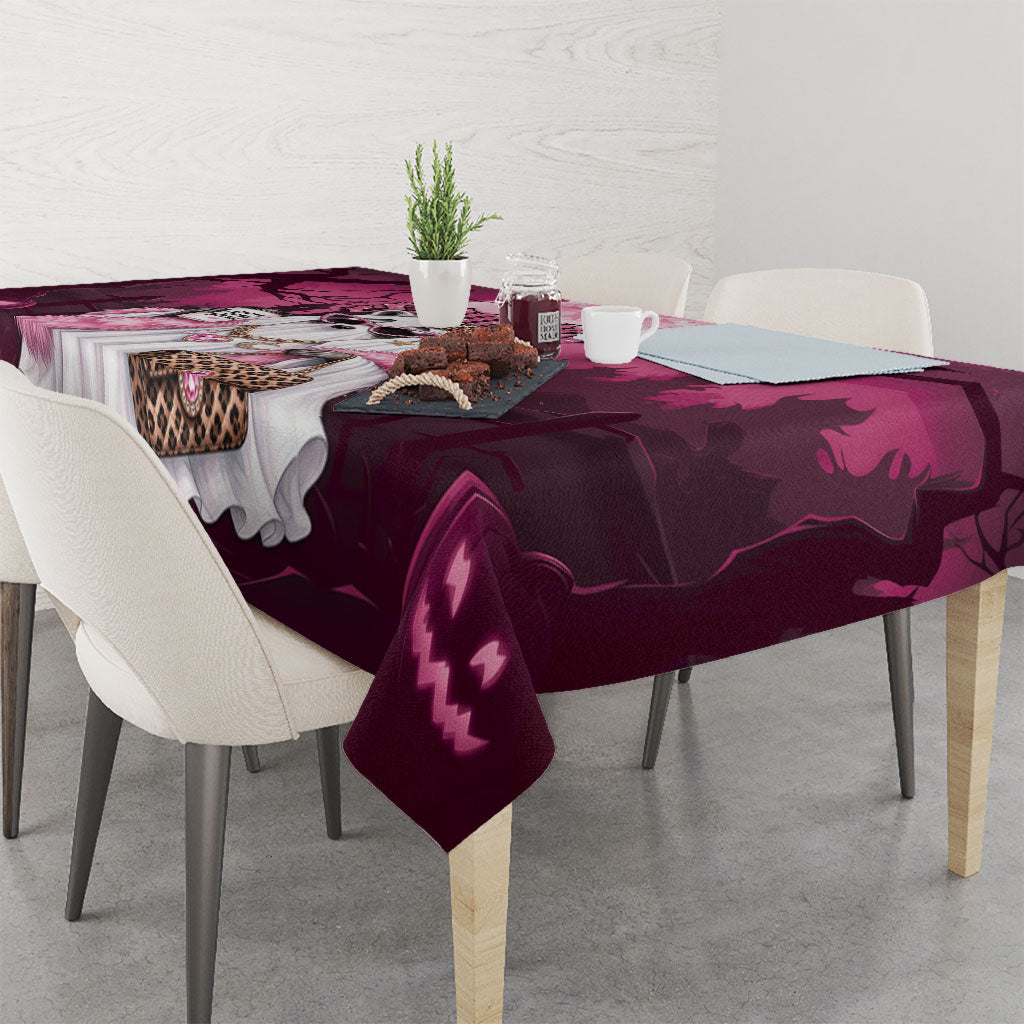 Leopard Raccoon Pink Halloween Tablecloth Spooky Glam Raccoon Ghost