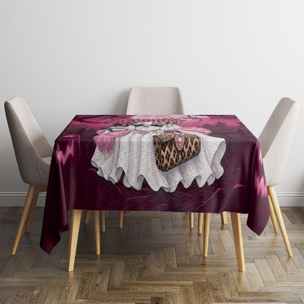 Leopard Raccoon Pink Halloween Tablecloth Spooky Glam Raccoon Ghost
