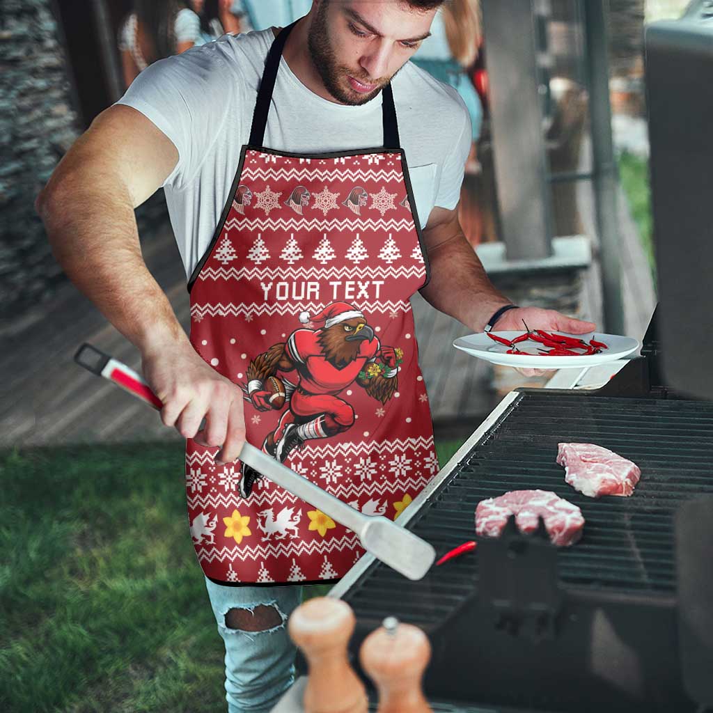Personalized Radnorshire Wales Christmas Apron Red-Tailed Hawk Rugby - Wonder Print Shop