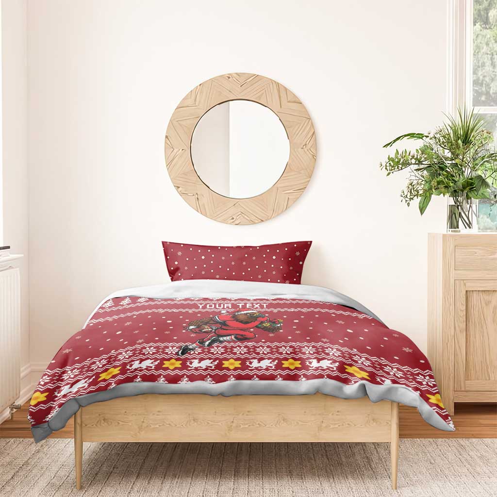 Personalized Radnorshire Wales Christmas Bedding Set Red-Tailed Hawk Rugby - Wonder Print Shop