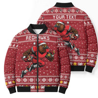 Personalized Radnorshire Wales Christmas Bomber Puffer Jacket Red-Tailed Hawk Rugby - Wonder Print Shop