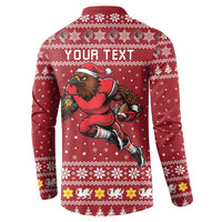 Personalized Radnorshire Wales Christmas Button Sweatshirt Red-Tailed Hawk Rugby - Wonder Print Shop