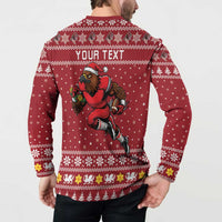 Personalized Radnorshire Wales Christmas Button Sweatshirt Red-Tailed Hawk Rugby - Wonder Print Shop