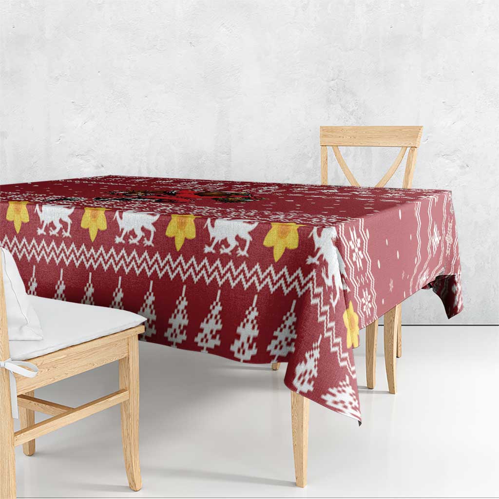 Personalized Radnorshire Wales Christmas Tablecloth Red-Tailed Hawk Rugby - Wonder Print Shop