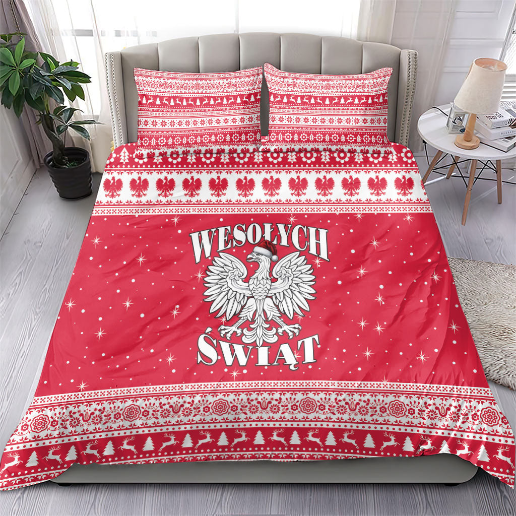Poland Christmas Bedding Set Polish White Eagle Wesolych Swiat