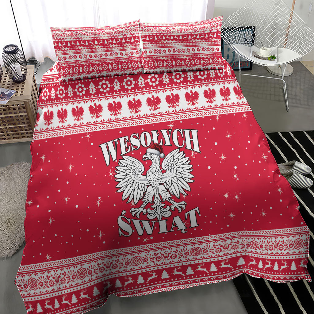 Poland Christmas Bedding Set Polish White Eagle Wesolych Swiat