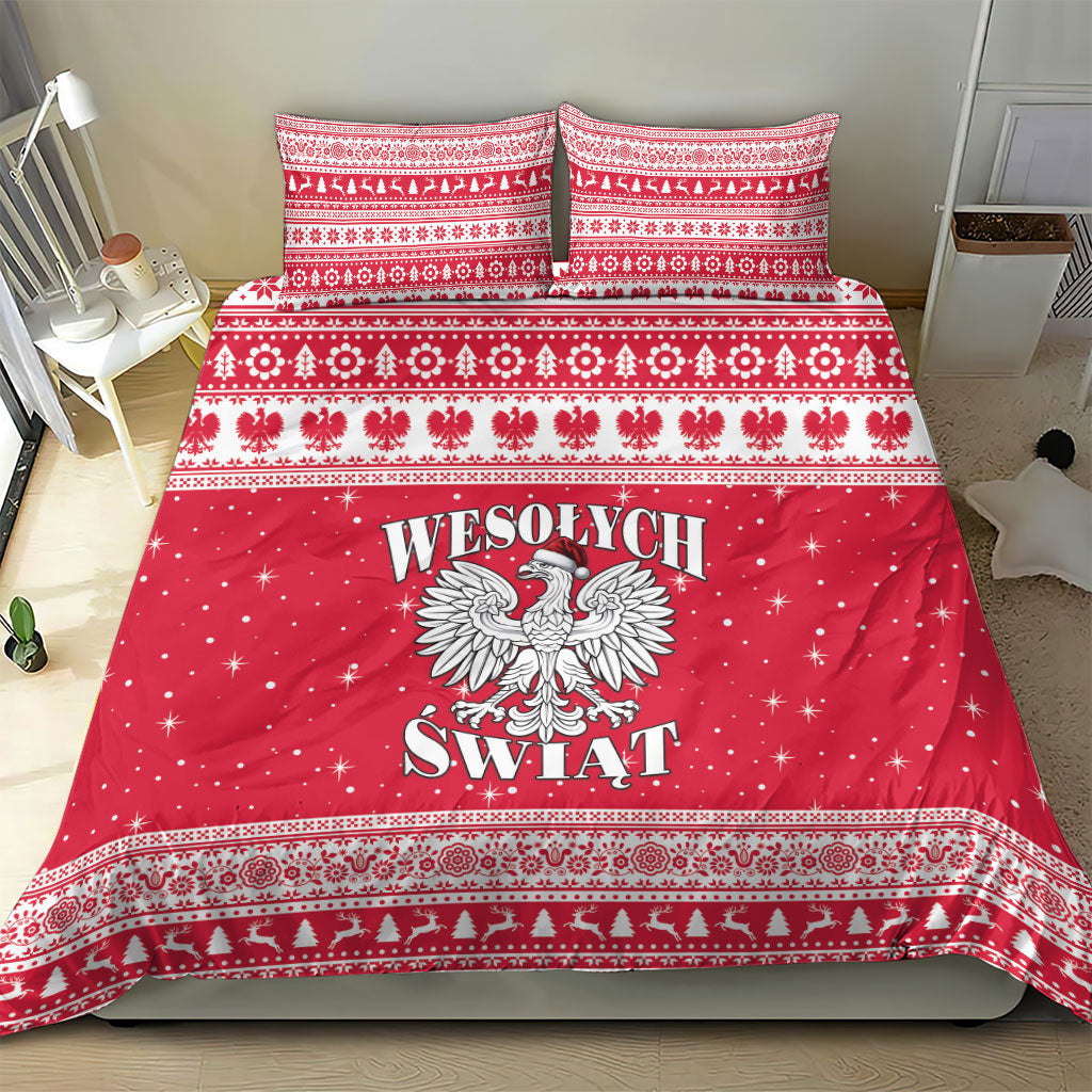 Poland Christmas Bedding Set Polish White Eagle Wesolych Swiat