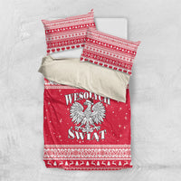 Poland Christmas Bedding Set Polish White Eagle Wesolych Swiat