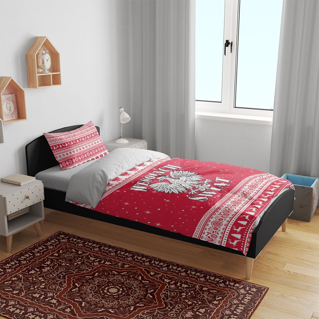 Poland Christmas Bedding Set Polish White Eagle Wesolych Swiat