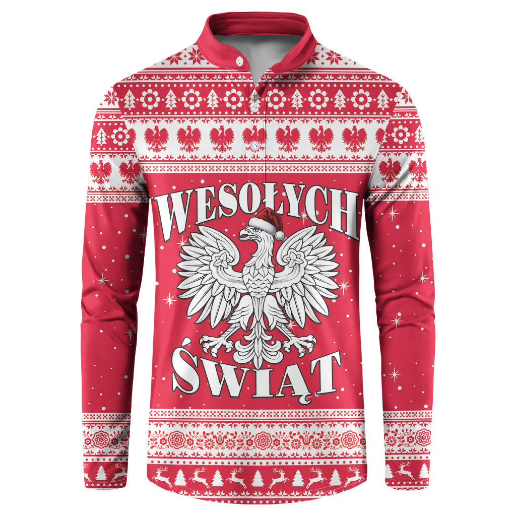 Poland Christmas Button Sweatshirt Polish White Eagle Wesolych Swiat
