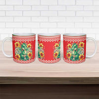Wales Christmas Ceramic Mug Cute Green Welsh Dragon and Daffodils - Wonder Print Shop