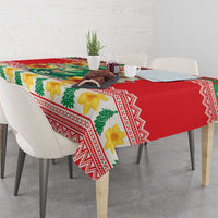 Wales Christmas Tablecloth Cute Green Welsh Dragon and Daffodils - Wonder Print Shop