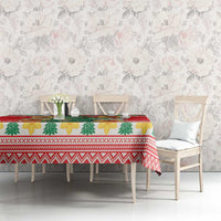 Wales Christmas Tablecloth Cute Green Welsh Dragon and Daffodils - Wonder Print Shop