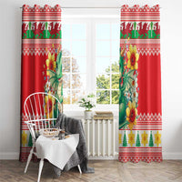 Wales Christmas Window Curtain Cute Green Welsh Dragon and Daffodils - Wonder Print Shop