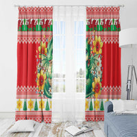 Wales Christmas Window Curtain Cute Green Welsh Dragon and Daffodils - Wonder Print Shop