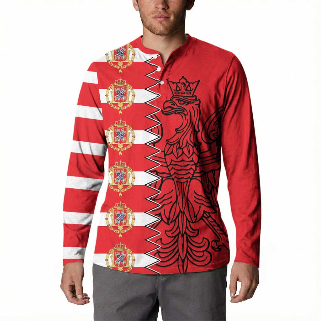 Polish-Lithuanian Commonwealth Button Sweatshirt White Eagle Vytis Dual Heraldic
