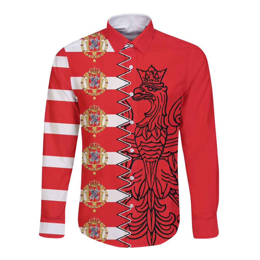 Polish-Lithuanian Commonwealth Long Sleeve Button Shirt White Eagle Vytis Dual Heraldic