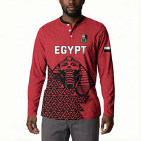 Custom World Football 2026 Egypt Button Sweatshirt Pharaohs Hieroglyphs Pride Red Version