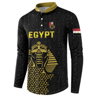 Custom World Football 2026 Egypt Button Sweatshirt Pharaohs Hieroglyphs Pride Black Version