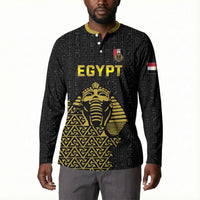 Custom World Football 2026 Egypt Button Sweatshirt Pharaohs Hieroglyphs Pride Black Version