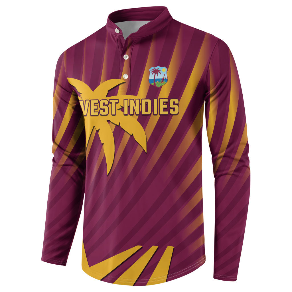 Custom West Indies Cricket Button Sweatshirt Palm Tree Sunburst Glory