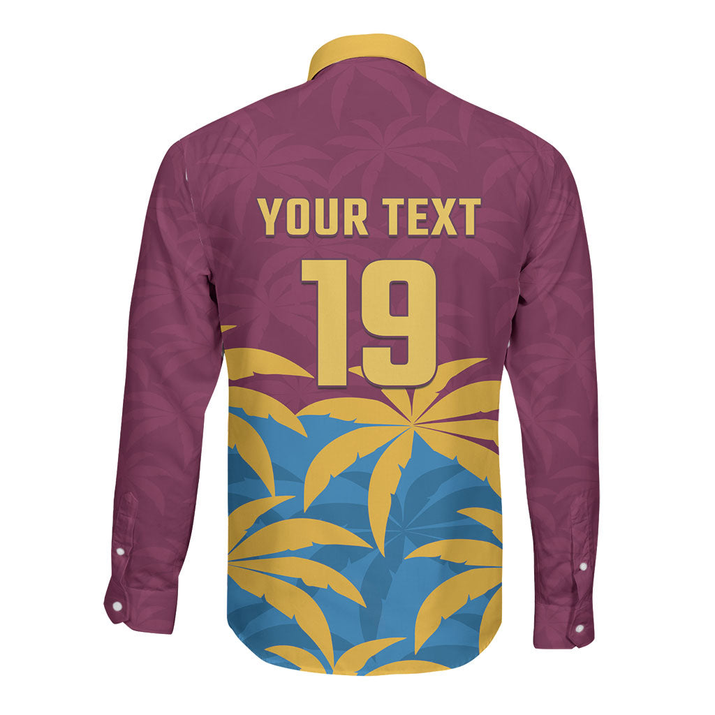 Custom West Indies Cricket Long Sleeve Button Shirt The Maroons Calypso Heritage