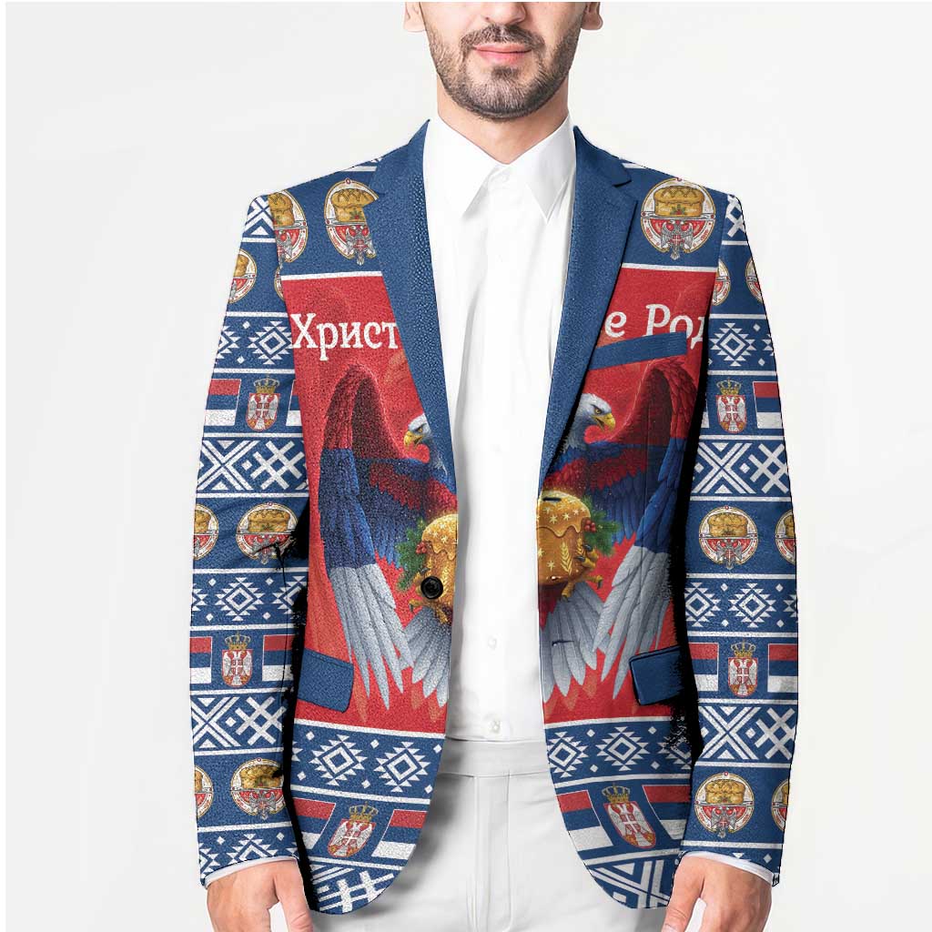 Personalized Serbia Christmas Blazer Eagle with Cesnica Christmas Bread - Wonder Print Shop