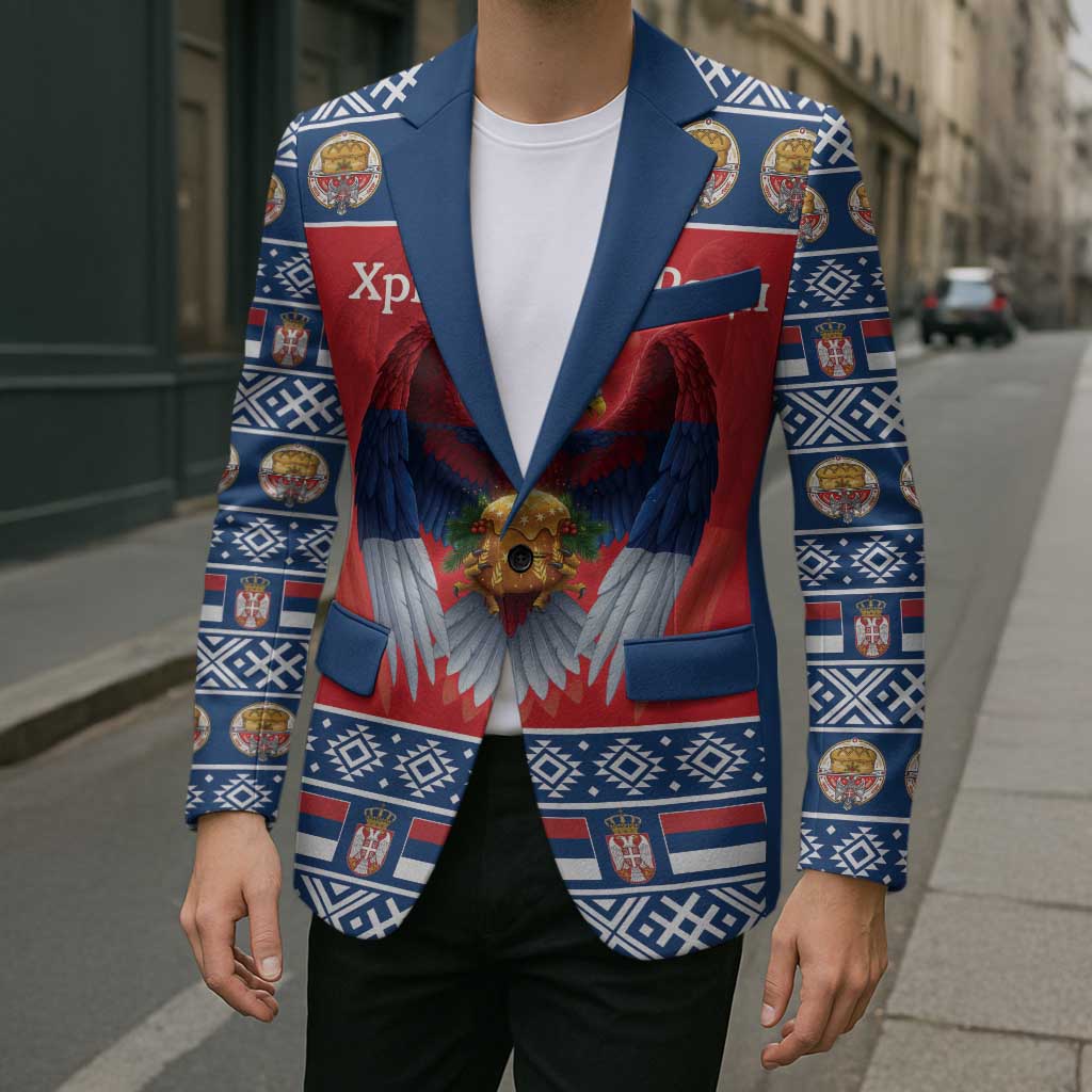 Personalized Serbia Christmas Blazer Eagle with Cesnica Christmas Bread - Wonder Print Shop